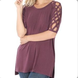 Zenana Premium Lattice Sleeved Tunic